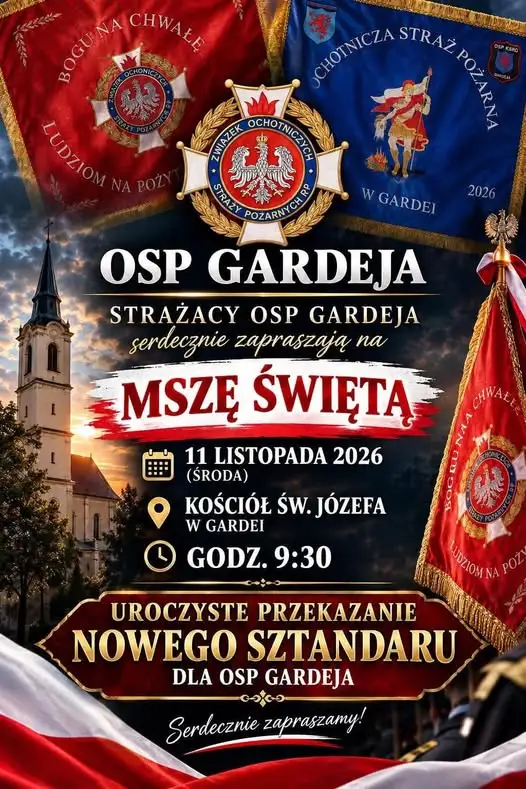 Nowy sztandar dla OSP Gardeja – uroczystość 11 listopada